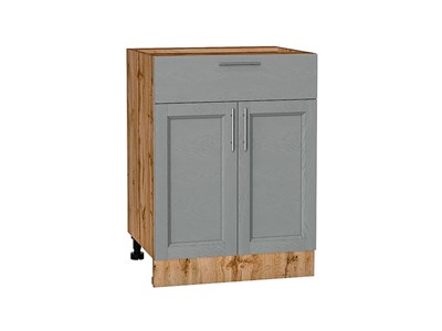 Шкаф нижний с 2-мя дверцами и ящиком Сканди Дуб Вотан, Grey Softwood, 600 В*Ш*Г 816*600*480, фасад МДФ  Grey Softwood, корпус  Дуб Вотан ms2510VVT_63030