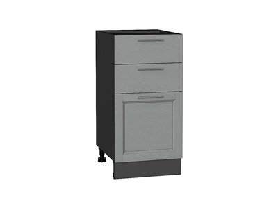 Шкаф нижний с 3-мя ящиками Сканди Graphite, Grey Softwood, 400 В*Ш*Г 816*400*480, фасад МДФ  Grey Softwood, корпус  Graphite ms2510VVT_41905