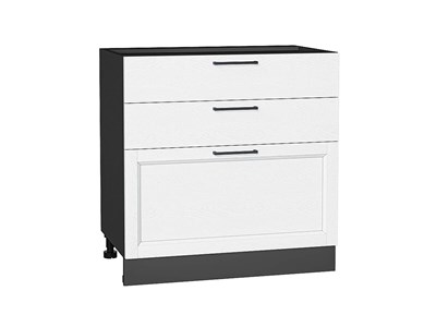 Шкаф нижний с 3-мя ящиками Сканди Graphite, White Softwood, 800 В*Ш*Г 816*800*480, фасад МДФ  White Softwood, корпус  Graphite ms2510VVT_56259
