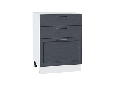 Шкаф нижний с 3-мя ящиками Сканди Белый, Graphite Softwood, 600 В*Ш*Г 816*600*480, фасад МДФ  Graphite Softwood, корпус  Белый ms2510VVT_41924