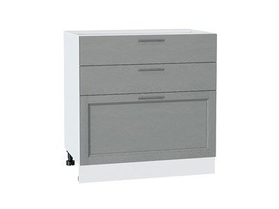 Шкаф нижний с 3-мя ящиками Сканди Белый, Grey Softwood, 800 В*Ш*Г 816*800*480, фасад МДФ  Grey Softwood, корпус  Белый ms2510VVT_41937