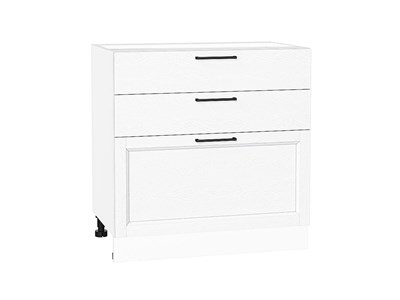 Шкаф нижний с 3-мя ящиками Сканди Белый, White Silkwood, 800 В*Ш*Г 816*800*480, фасад МДФ  White Silkwood, корпус  Белый ms2510VVT_70325