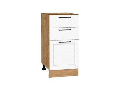 Шкаф нижний с 3-мя ящиками Сканди Дуб Вотан, White Silkwood, 400 В*Ш*Г 816*400*480, фасад МДФ  White Silkwood, корпус  Дуб Вотан ms2510VVT_70327