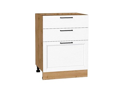 Шкаф нижний с 3-мя ящиками Сканди Дуб Вотан, White Silkwood, 600 В*Ш*Г 816*600*480, фасад МДФ  White Silkwood, корпус  Дуб Вотан ms2510VVT_70329