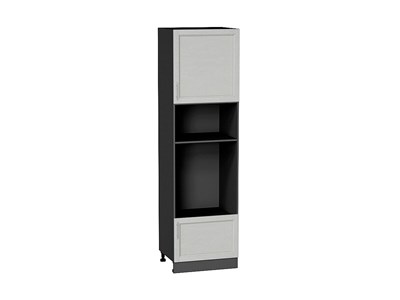 Шкаф пенал с 1-ой дверцей и ящиком под технику Сканди Graphite, Cappuccino Softwood, 2140 В*Ш*Г 2132*600*576, фасад МДФ  Cappuccino Softwood, корпус  Graphite ms2510VVT_42499