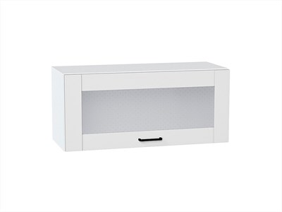 Шкаф верхний горизонтальный остекленный Лофт Белый, Super White, 800 В*Ш*Г 358*800*320, фасад МДФ/Стекло  Super White, корпус  Белый ms2510VVT_55142