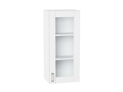 Шкаф верхний с 1-ой остекленной дверцей Лофт Белый, White Silk, 920, 400 В*Ш*Г 920*400*320, фасад МДФ/Стекло  White Silk, корпус  Белый ms2510VVT_60033