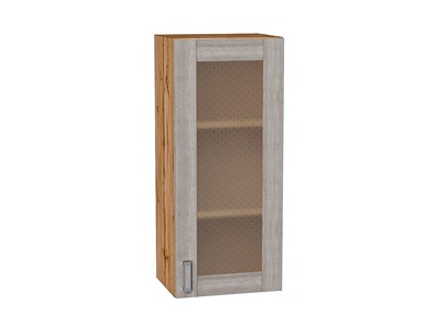 Шкаф верхний с 1-ой остекленной дверцей Лофт Дуб Вотан, Cappuccino Veralinga, 920, 400 В*Ш*Г 920*400*320, фасад МДФ/Стекло  Cappuccino Veralinga, корпус  Дуб Вотан ms2510VVT_63215