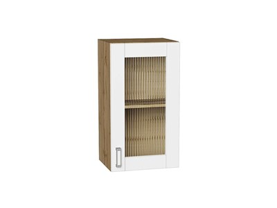 Шкаф верхний с 1-ой остекленной дверцей Лофт Дуб Вотан, White Silk, 720, 400 В*Ш*Г 716*400*320, фасад МДФ/Стекло  White Silk, корпус  Дуб Вотан ms2510VVT_63197