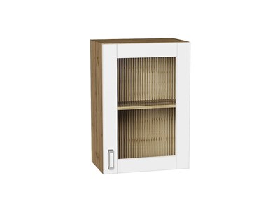 Шкаф верхний с 1-ой остекленной дверцей Лофт Дуб Вотан, White Silk, 720, 500 В*Ш*Г 716*500*320, фасад МДФ/Стекло  White Silk, корпус  Дуб Вотан ms2510VVT_63198