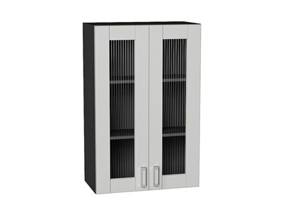 Шкаф верхний с 2-мя остекленными дверцами Лофт Graphite, Grey Silk, 920, 600 В*Ш*Г 920*600*320, фасад МДФ/Стекло  Grey Silk, корпус  Graphite ms2510VVT_69648