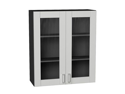 Шкаф верхний с 2-мя остекленными дверцами Лофт Graphite, Grey Silk, 920, 800 В*Ш*Г 920*800*320, фасад МДФ/Стекло  Grey Silk, корпус  Graphite ms2510VVT_69649