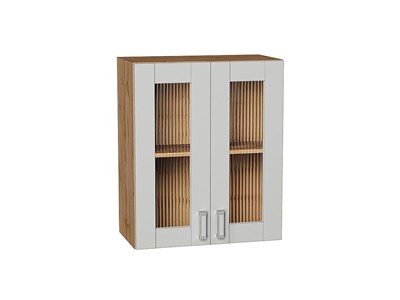 Шкаф верхний с 2-мя остекленными дверцами Лофт Дуб Вотан, Grey Silk, 720, 600 В*Ш*Г 716*600*320, фасад МДФ/Стекло  Grey Silk, корпус  Дуб Вотан ms2510VVT_69642