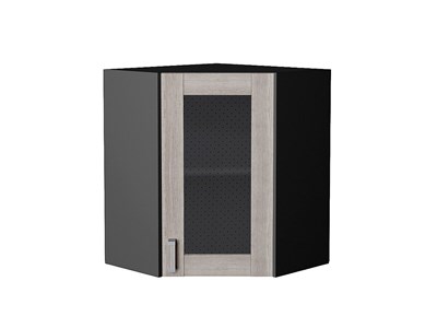 Шкаф верхний угловой остекленный Лофт Graphite, Cappuccino Veralinga, 720 В*Ш*Г 716*600*600, фасад МДФ/Стекло  Cappuccino Veralinga, корпус  Graphite ms2510VVT_36000