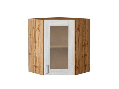 Шкаф верхний угловой остекленный Лофт Дуб Вотан, Nordic Oak, 720 В*Ш*Г 716*600*600, фасад МДФ/Стекло  Nordic Oak, корпус  Дуб Вотан ms2510VVT_63318