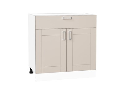 Шкаф нижний с 2-мя дверцами и ящиком Лофт Белый, Cream Silk, 800 В*Ш*Г 816*800*480, фасад МДФ  Cream Silk, корпус  Белый ms2510VVT_71573