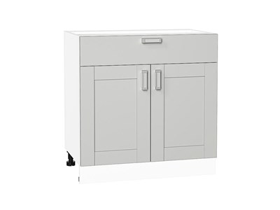 Шкаф нижний с 2-мя дверцами и ящиком Лофт Белый, Grey Silk, 800 В*Ш*Г 816*800*480, фасад МДФ  Grey Silk, корпус  Белый ms2510VVT_69708