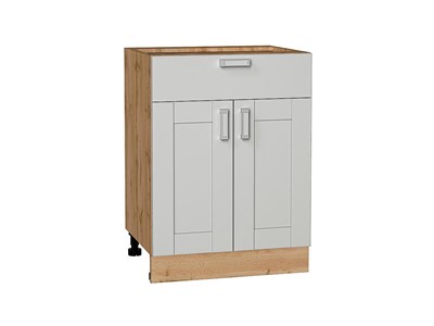 Шкаф нижний с 2-мя дверцами и ящиком Лофт Дуб Вотан, Grey Silk, 600 В*Ш*Г 816*600*480, фасад МДФ  Grey Silk, корпус  Дуб Вотан ms2510VVT_69709