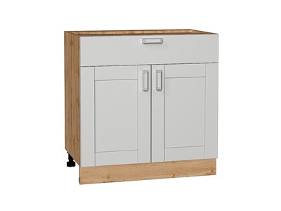 Шкаф нижний с 2-мя дверцами и ящиком Лофт Дуб Вотан, Grey Silk, 800 В*Ш*Г 816*800*480, фасад МДФ  Grey Silk, корпус  Дуб Вотан ms2510VVT_69710