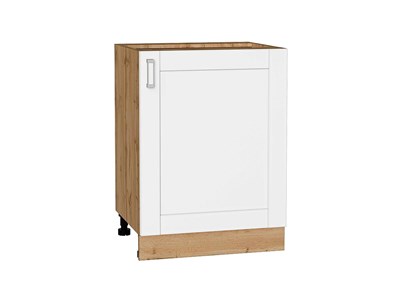 Шкаф нижний с 1-ой дверцей Лофт Дуб Вотан, White Silk, 600 В*Ш*Г 816*600*480, фасад МДФ  White Silk, корпус  Дуб Вотан ms2510VVT_63353