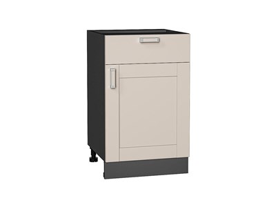 Шкаф нижний с 1-ой дверцей и ящиком Лофт Graphite, Cream Silk, 500 В*Ш*Г 816*500*480, фасад МДФ  Cream Silk, корпус  Graphite ms2510VVT_71550