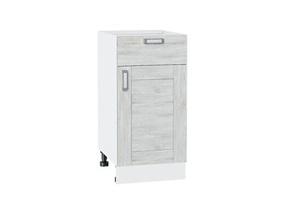 Шкаф нижний с 1-ой дверцей и ящиком Лофт Белый, Nordic Oak, 400 В*Ш*Г 816*400*478, фасад МДФ  Nordic Oak, корпус  Белый ms2510VVT_36022