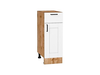 Шкаф нижний с 1-ой дверцей и ящиком Лофт Дуб Вотан, Super White, 300 В*Ш*Г 816*300*480, фасад МДФ  Super White, корпус  Дуб Вотан ms2510VVT_63335