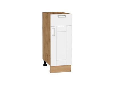 Шкаф нижний с 1-ой дверцей и ящиком Лофт Дуб Вотан, White Silk, 300 В*Ш*Г 816*300*480, фасад МДФ  White Silk, корпус  Дуб Вотан ms2510VVT_63334