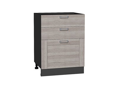 Шкаф нижний с 3-мя ящиками Лофт Graphite, Cappuccino Veralinga, 600 В*Ш*Г 816*600*480, фасад МДФ  Cappuccino Veralinga, корпус  Graphite ms2510VVT_36084