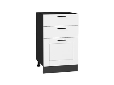 Шкаф нижний с 3-мя ящиками Лофт Graphite, Super White, 500 В*Ш*Г 816*500*480, фасад МДФ  Super White, корпус  Graphite ms2510VVT_55548