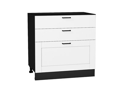 Шкаф нижний с 3-мя ящиками Лофт Graphite, Super White, 800 В*Ш*Г 816*800*480, фасад МДФ  Super White, корпус  Graphite ms2510VVT_55550