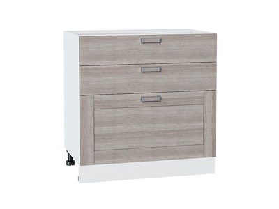Шкаф нижний с 3-мя ящиками Лофт Белый, Cappuccino Veralinga, 800 В*Ш*Г 816*800*480, фасад МДФ  Cappuccino Veralinga, корпус  Белый ms2510VVT_36090