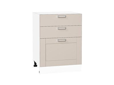 Шкаф нижний с 3-мя ящиками Лофт Белый, Cream Silk, 600 В*Ш*Г 816*600*480, фасад МДФ  Cream Silk, корпус  Белый ms2510VVT_71587