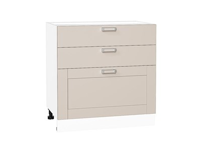 Шкаф нижний с 3-мя ящиками Лофт Белый, Cream Silk, 800 В*Ш*Г 816*800*480, фасад МДФ  Cream Silk, корпус  Белый ms2510VVT_71588
