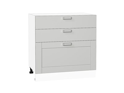 Шкаф нижний с 3-мя ящиками Лофт Белый, Grey Silk, 800 В*Ш*Г 816*800*480, фасад МДФ  Grey Silk, корпус  Белый ms2510VVT_69723