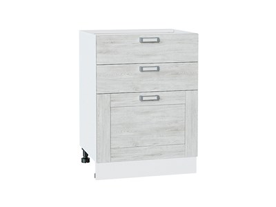 Шкаф нижний с 3-мя ящиками Лофт Белый, Nordic Oak, 600 В*Ш*Г 816*600*480, фасад МДФ  Nordic Oak, корпус  Белый ms2510VVT_36085