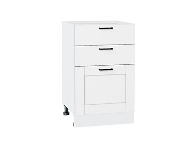 Шкаф нижний с 3-мя ящиками Лофт Белый, Super White, 500 В*Ш*Г 816*500*480, фасад МДФ  Super White, корпус  Белый ms2510VVT_55543