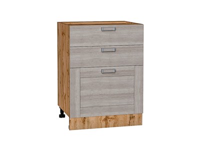 Шкаф нижний с 3-мя ящиками Лофт Дуб Вотан, Cappuccino Veralinga, 600 В*Ш*Г 816*600*480, фасад МДФ  Cappuccino Veralinga, корпус  Дуб Вотан ms2510VVT_63400