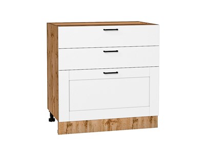 Шкаф нижний с 3-мя ящиками Лофт Дуб Вотан, Super White, 800 В*Ш*Г 816*800*480, фасад МДФ  Super White, корпус  Дуб Вотан ms2510VVT_63393