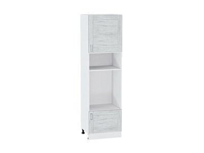 Шкаф пенал с 1-ой дверцей и ящиком под технику Лофт Белый, Nordic Oak, 2140 В*Ш*Г 2132*600*576, фасад МДФ  Nordic Oak, корпус  Белый ms2510VVT_42509