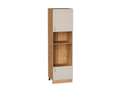 Шкаф пенал с 1-ой дверцей и ящиком под технику Лофт Дуб Вотан, Cream Silk, 2140 В*Ш*Г 2132*600*576, фасад МДФ  Cream Silk, корпус  Дуб Вотан ms2510VVT_71607