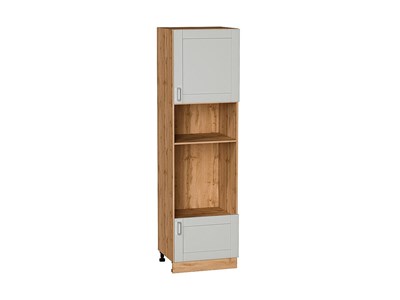 Шкаф пенал с 1-ой дверцей и ящиком под технику Лофт Дуб Вотан, Grey Silk, 2140 В*Ш*Г 2132*600*576, фасад МДФ  Grey Silk, корпус  Дуб Вотан ms2510VVT_69742