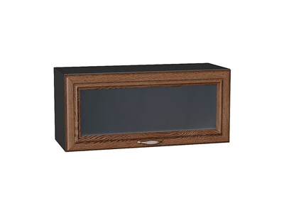 Шкаф верхний горизонтальный остекленный Шале Graphite, Brown Dreamline, 800 В*Ш*Г 358*800*320, фасад МДФ/Стекло  Brown Dreamline, корпус  Graphite ms2510VVT_53726