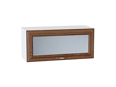 Шкаф верхний горизонтальный остекленный Шале Белый, Brown Dreamline, 800 В*Ш*Г 358*800*320, фасад МДФ/Стекло  Brown Dreamline, корпус  Белый ms2510VVT_53723