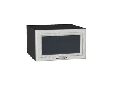 Шкаф верхний горизонтальный остекленный глубокий Шале Graphite, White Dreamline, 600 В*Ш*Г 358*600*576, фасад МДФ/Стекло  White Dreamline, корпус  Graphite ms2510VVT_53707