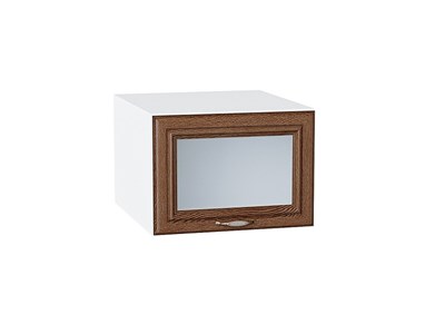 Шкаф верхний горизонтальный остекленный глубокий Шале Белый, Brown Dreamline, 500 В*Ш*Г 358*500*576, фасад МДФ/Стекло  Brown Dreamline, корпус  Белый ms2510VVT_53709