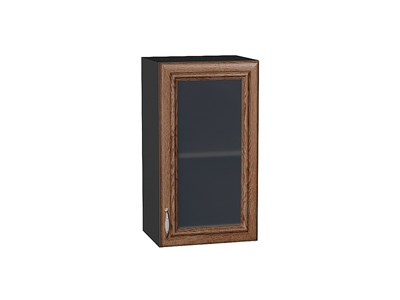 Шкаф верхний с 1-ой остекленной дверцей Шале Graphite, Brown Dreamline, 720, 400 В*Ш*Г 716*400*320, фасад МДФ/Стекло  Brown Dreamline, корпус  Graphite ms2510VVT_53806