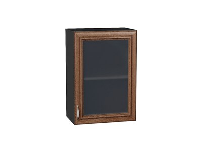 Шкаф верхний с 1-ой остекленной дверцей Шале Graphite, Brown Dreamline, 720, 500 В*Ш*Г 716*500*320, фасад МДФ/Стекло  Brown Dreamline, корпус  Graphite ms2510VVT_53807