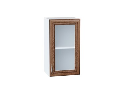 Шкаф верхний с 1-ой остекленной дверцей Шале Белый, Brown Dreamline, 720, 400 В*Ш*Г 716*400*320, фасад МДФ/Стекло  Brown Dreamline, корпус  Белый ms2510VVT_53800