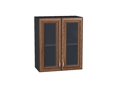 Шкаф верхний с 2-мя остекленными дверцами Шале Graphite, Brown Dreamline, 720, 600 В*Ш*Г 716*600*320, фасад МДФ/Стекло  Brown Dreamline, корпус  Graphite ms2510VVT_53839